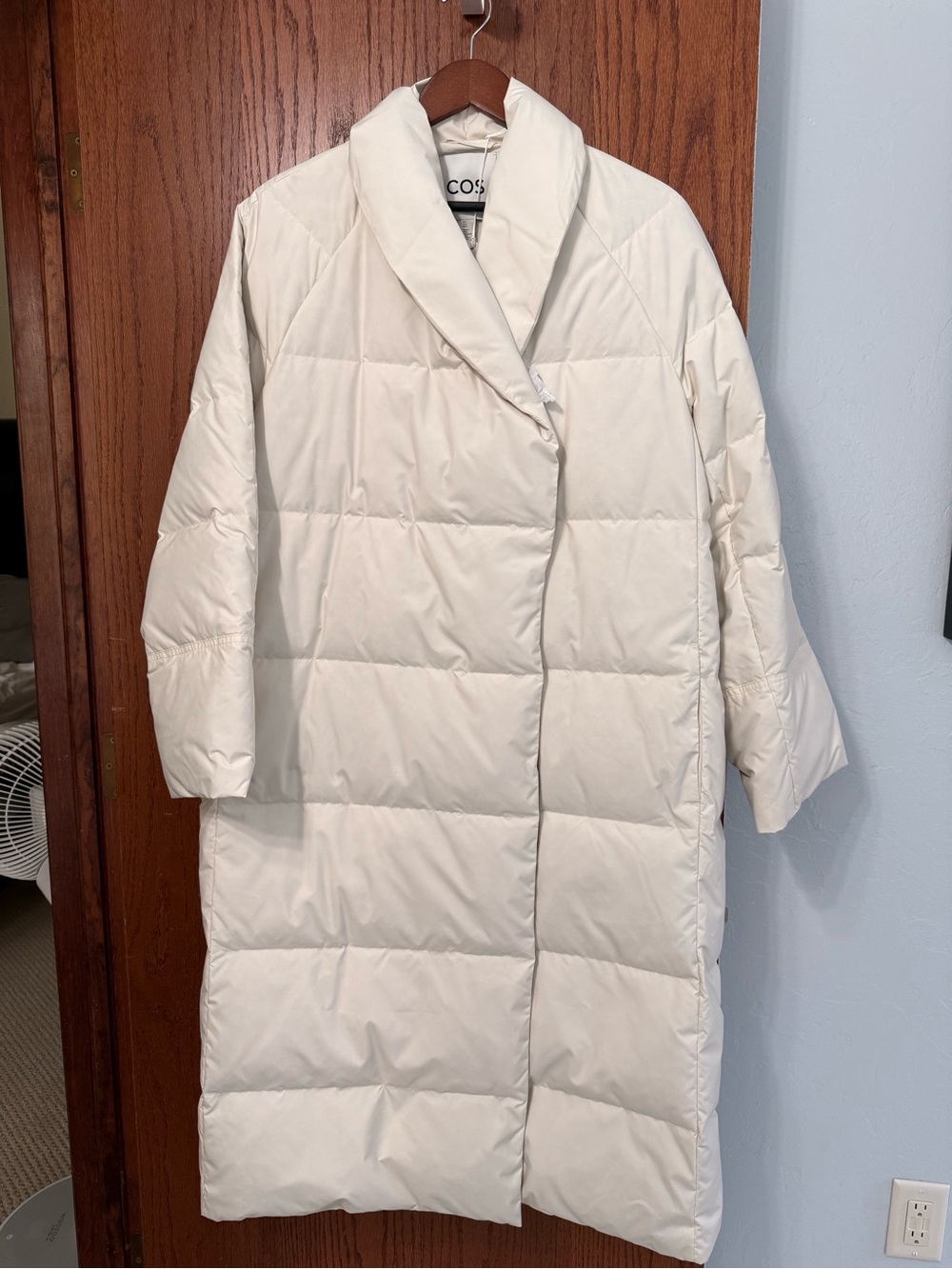 COS Longline Cream Quilted Puffer Coat